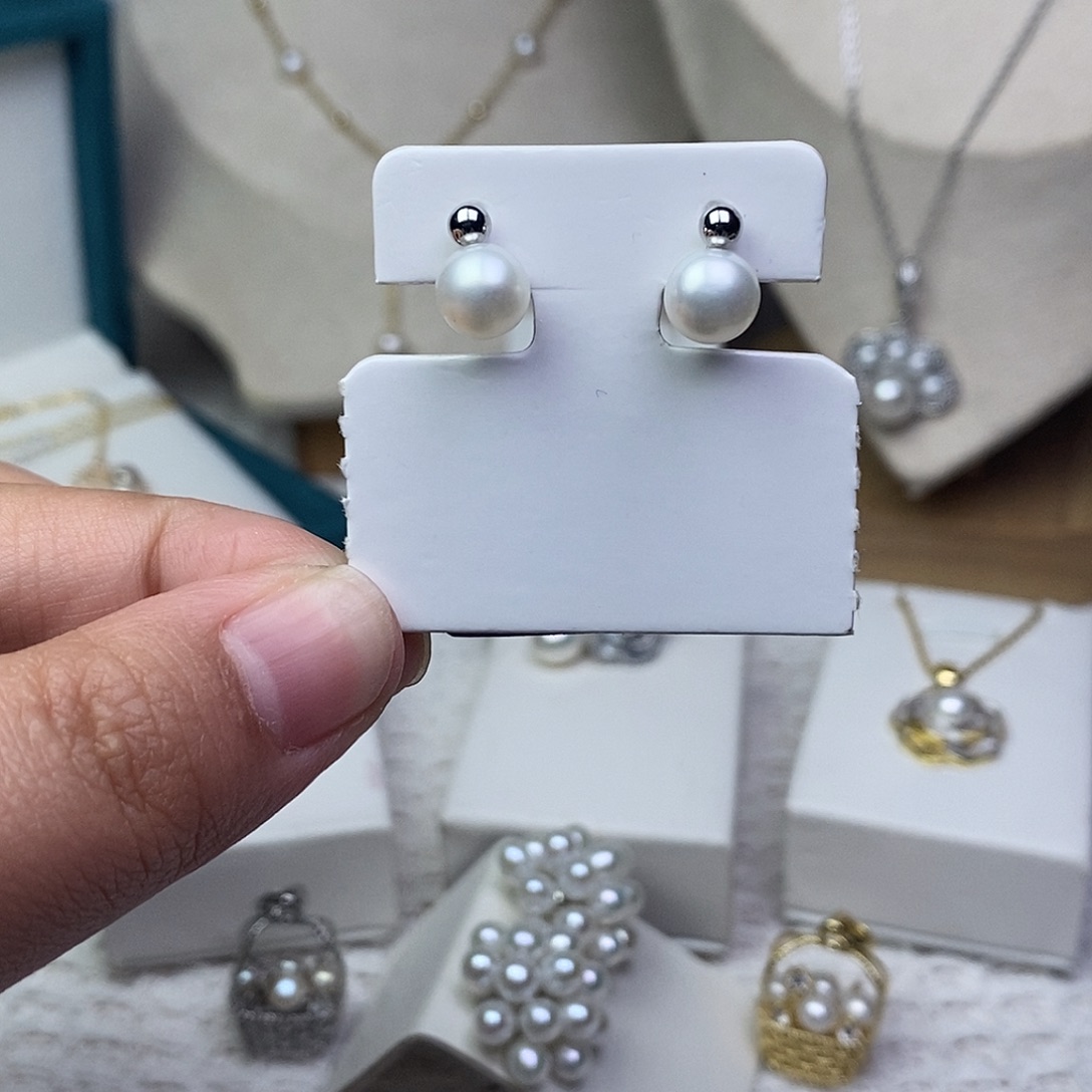 耳饰银S925镶嵌淡水珍珠