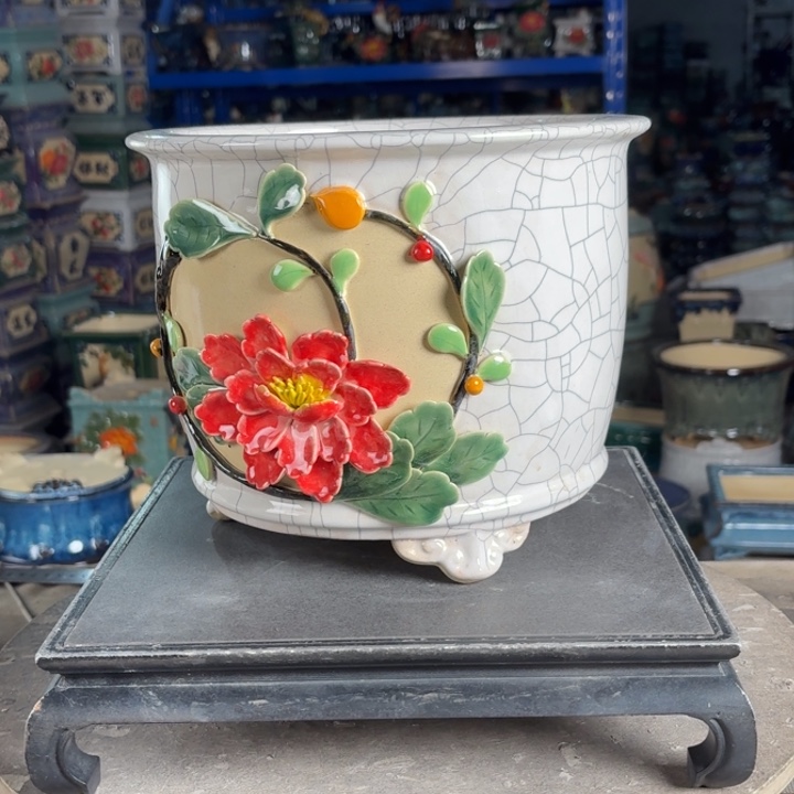 一风堂石湾花盆 内21*18高温裂
