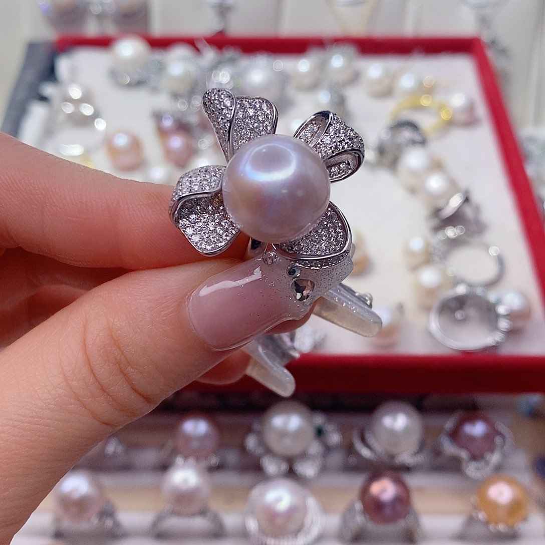 戒指银S925镶嵌淡水珍珠海****ʸ