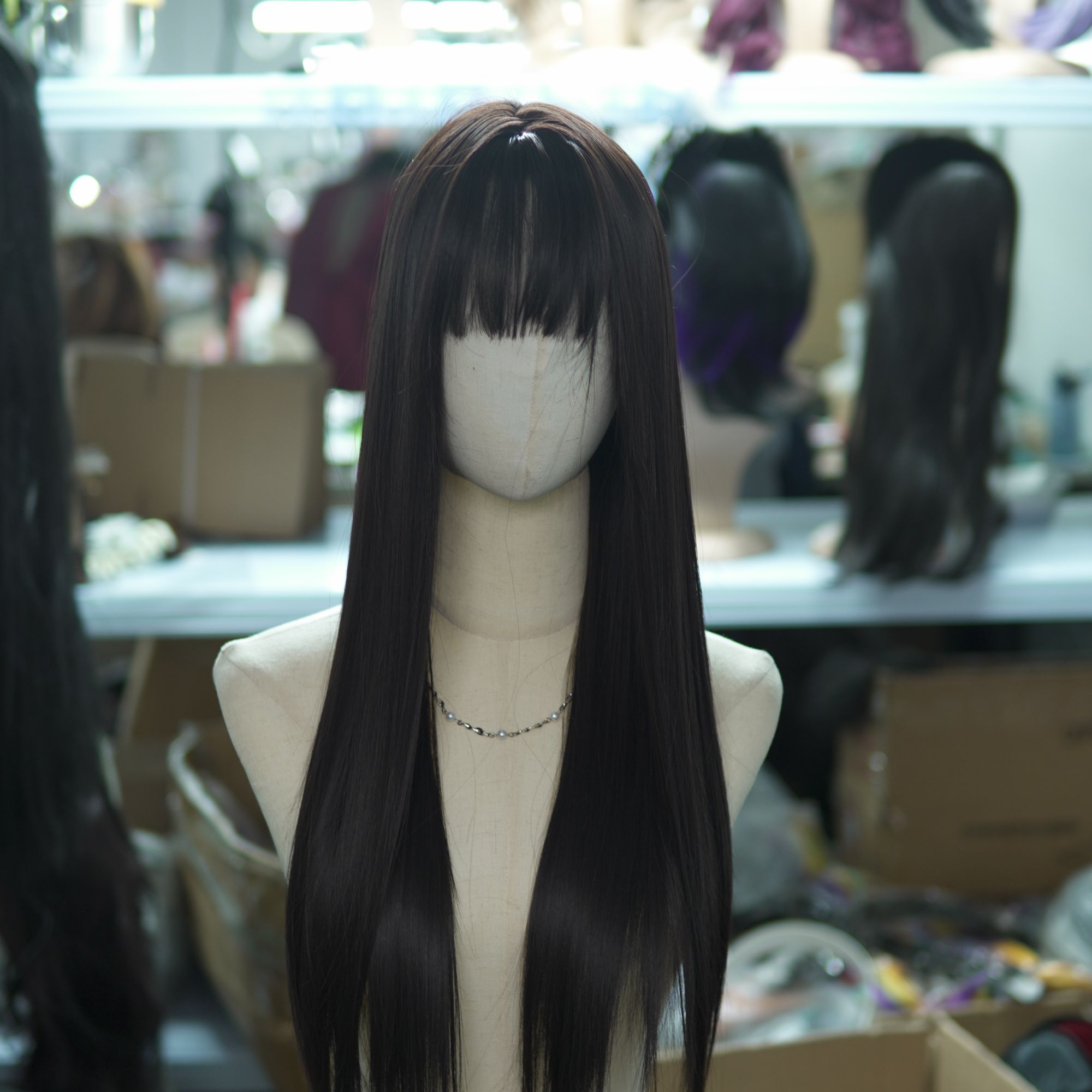 刘海款长直发黑长直棕黑色黑茶色