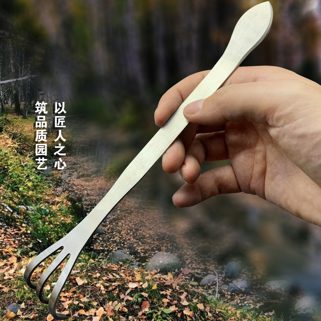 不锈钢加厚耙子松土耙园艺工具压土耙耙土除草耙盆景工具耙翻地