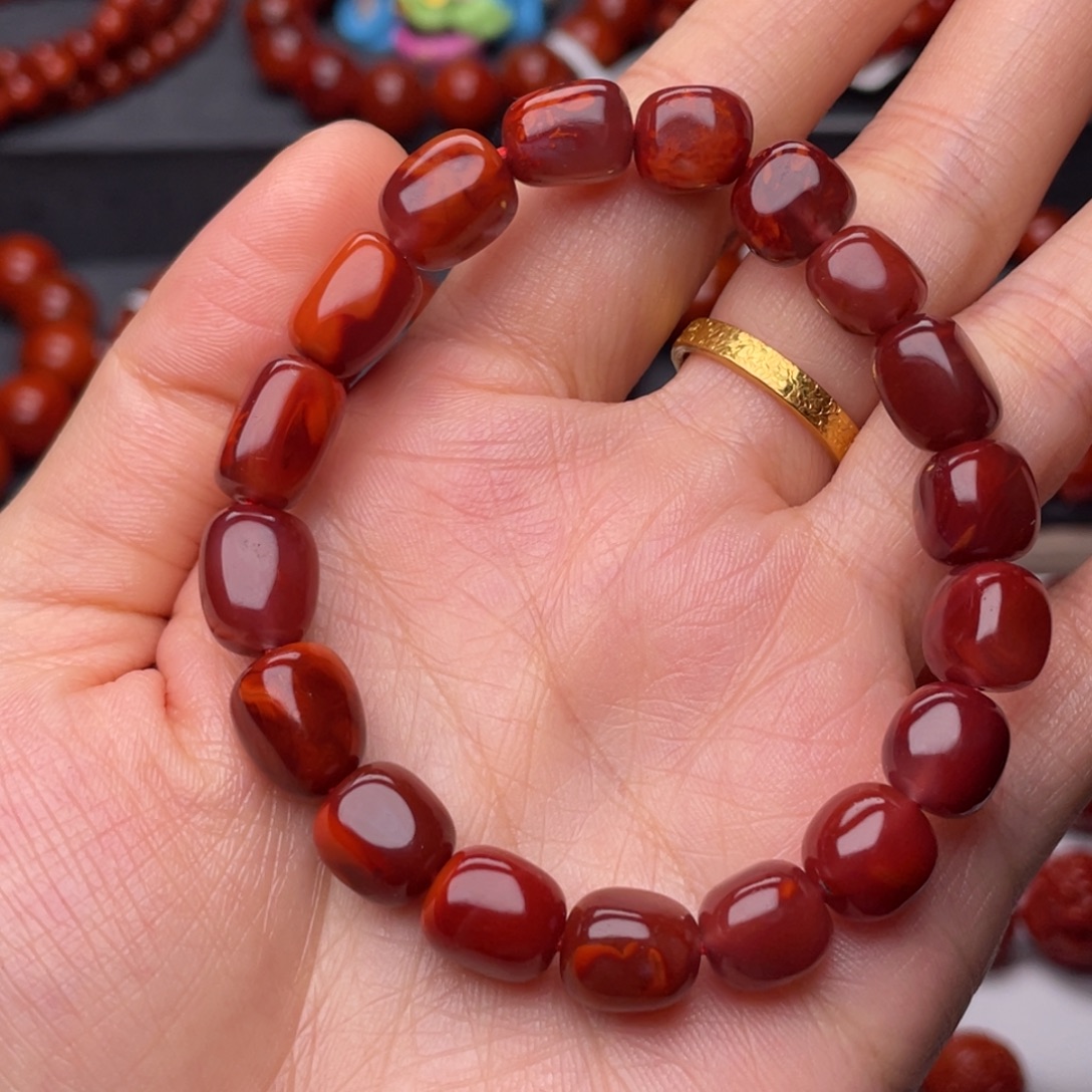 南红玛瑙未镶嵌手串9.6mm顶品瓦西牛血火焰随行手串