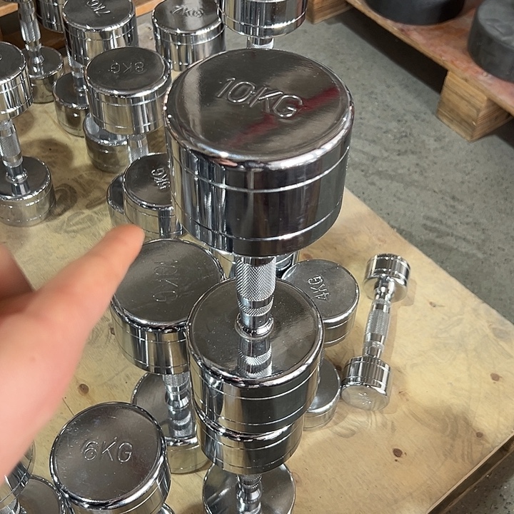 全新电镀纯钢小头10公斤哑铃一对