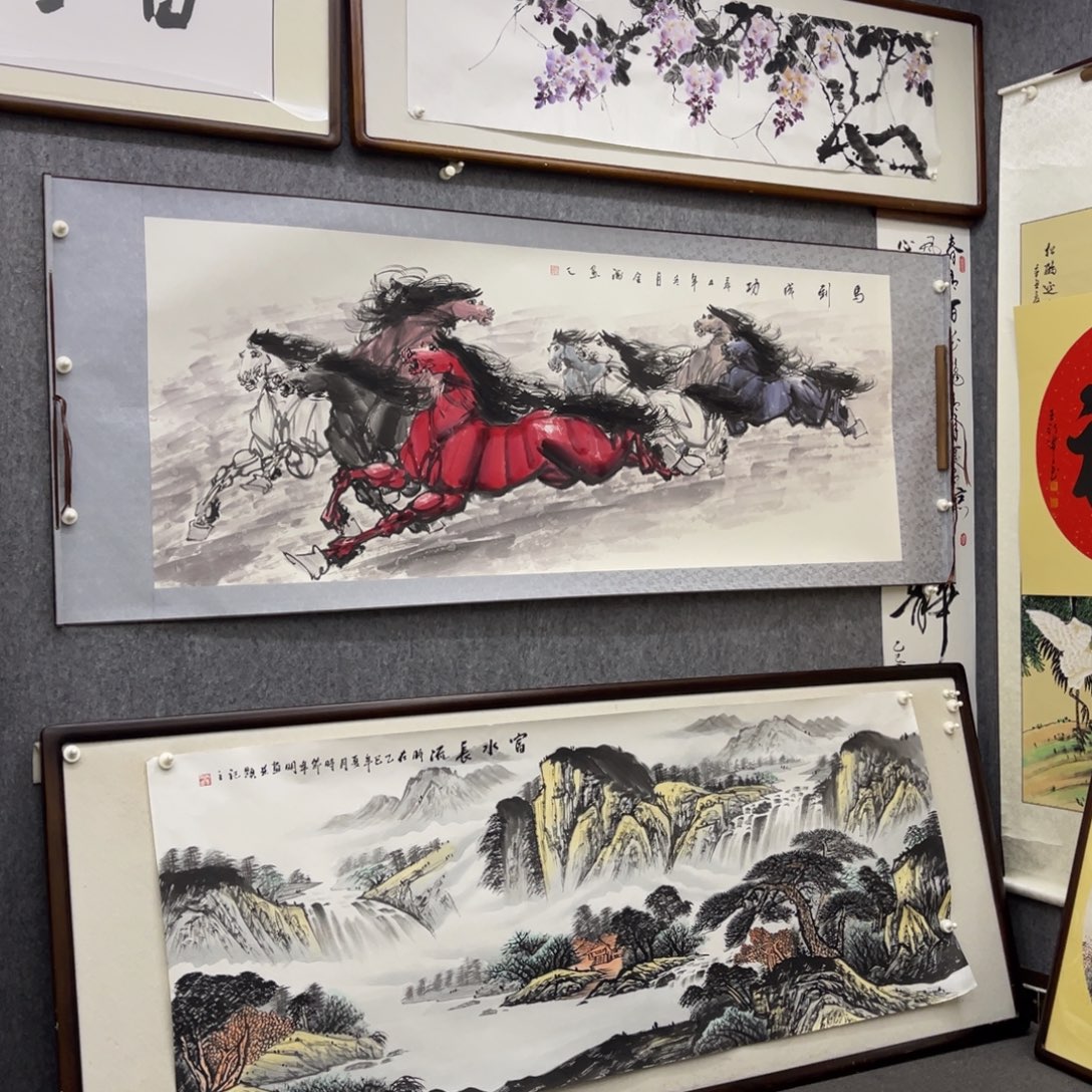 国画马到成功六尺成品卷轴