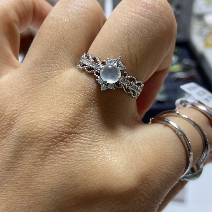 翡翠戒指银S925镶嵌戒指