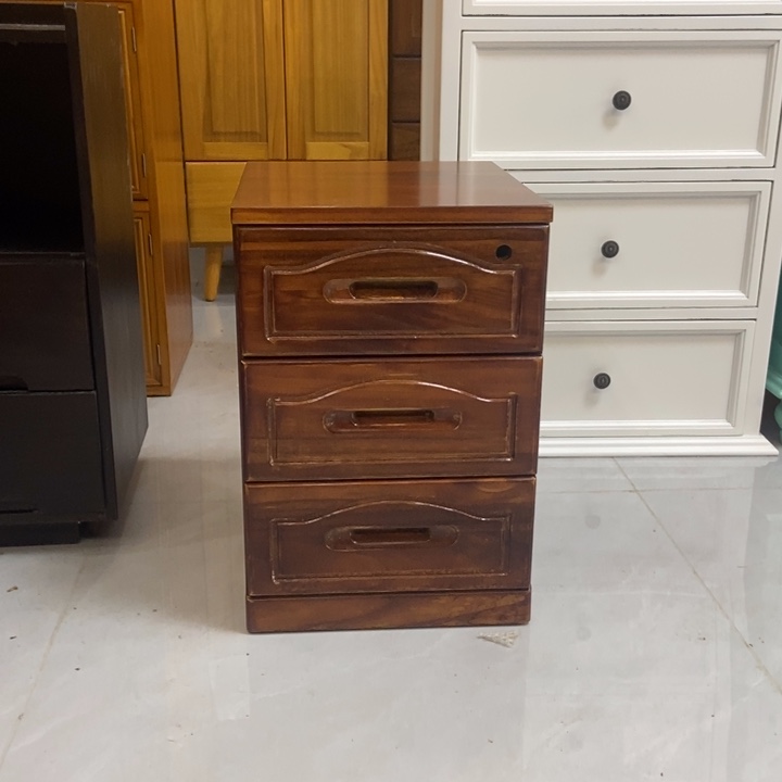 木圆角款梧桐木实木床头柜