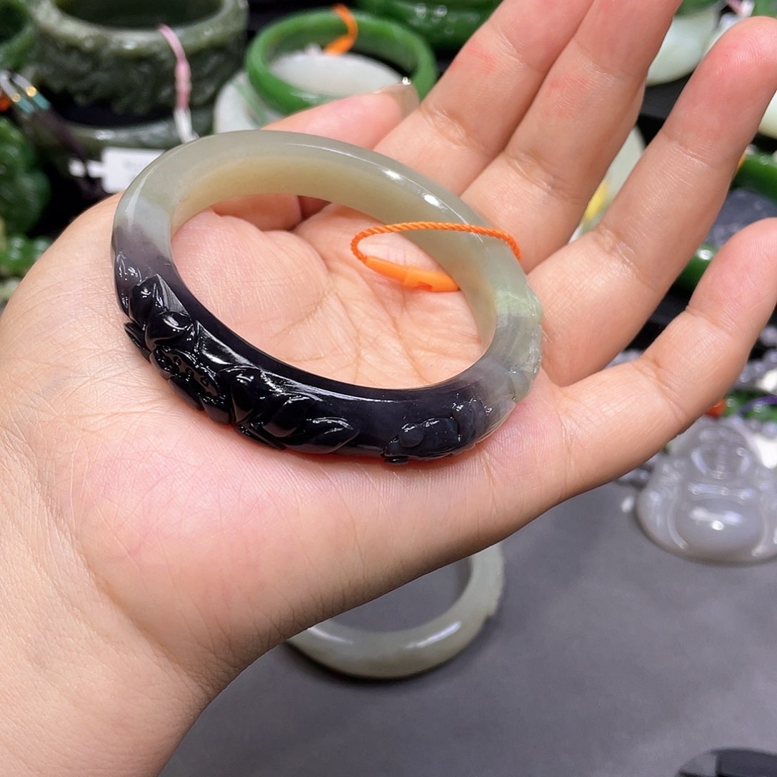 和田玉未镶嵌手镯57圈口91