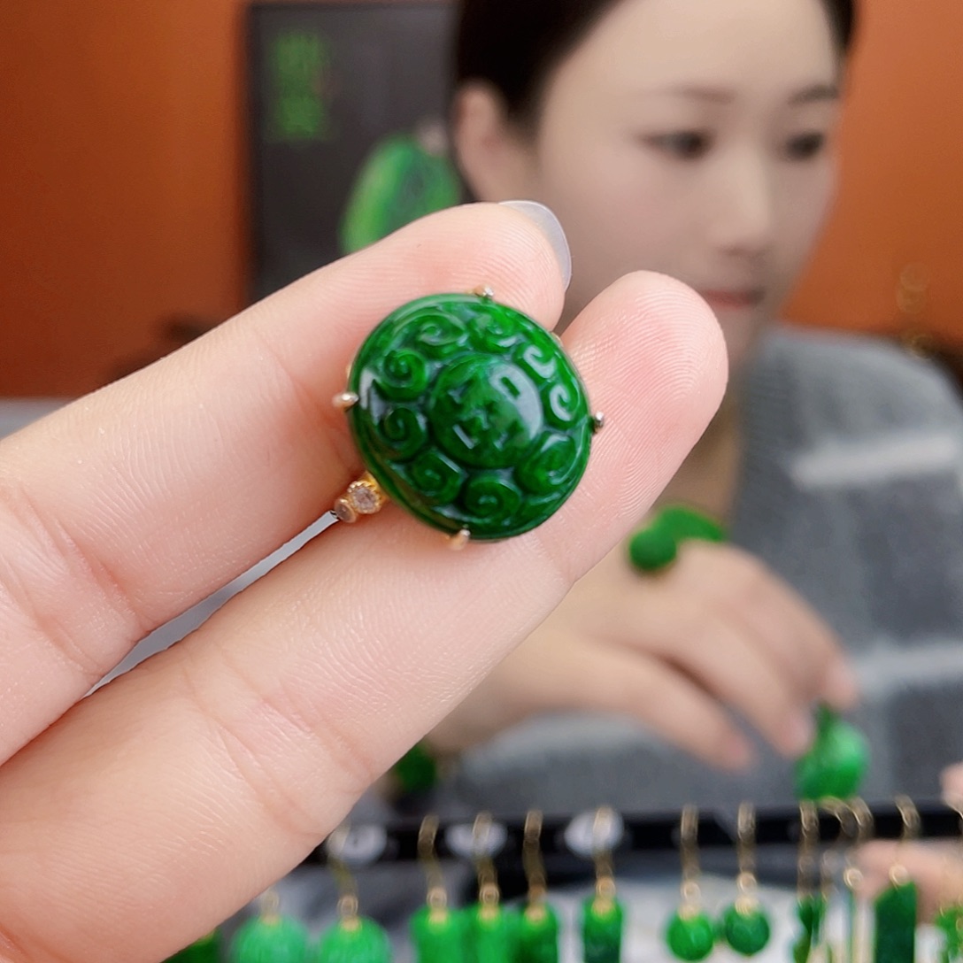 翡翠银S925镶嵌耳饰