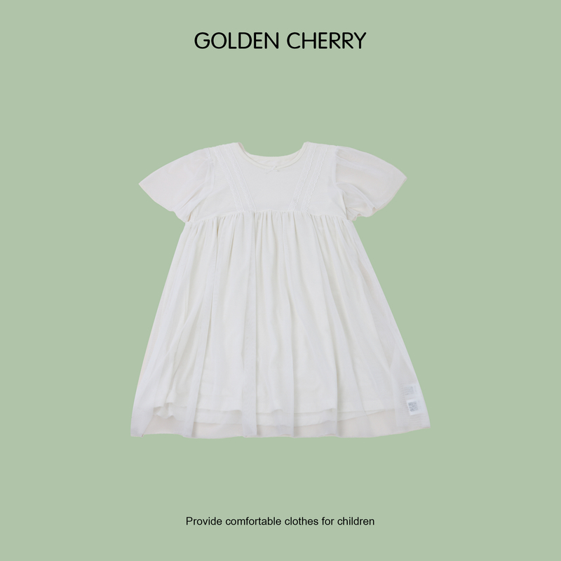 【金樱桃 Golden cherry】儿童蝴蝶结蕾丝无袖连衣睡裙JYT2022