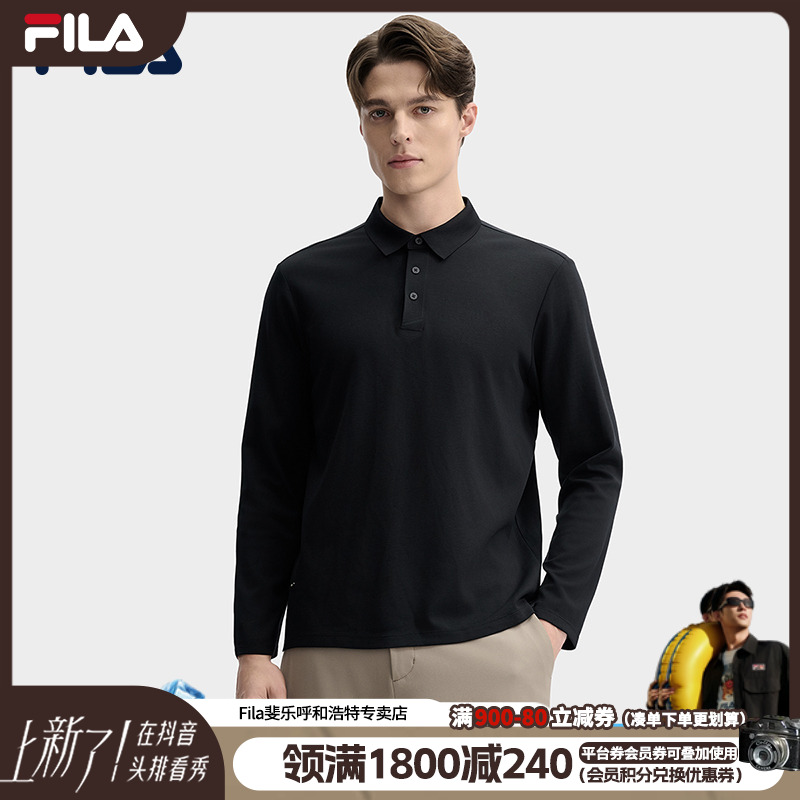 FILA斐乐男款polo衫时尚简约新百搭舒适运动针织长袖F11M512202F