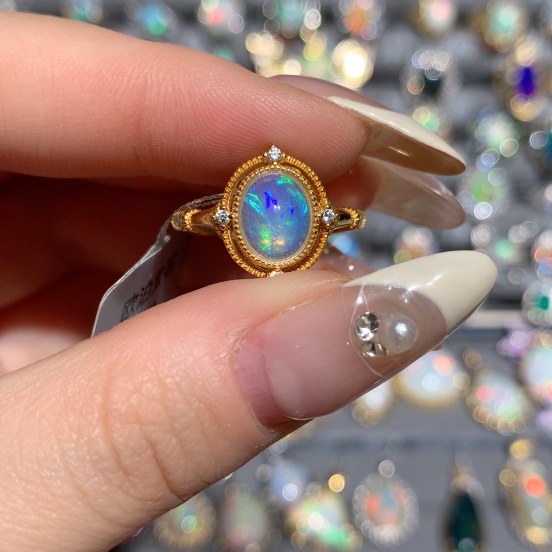 欧泊福利戒指w银S925镶嵌