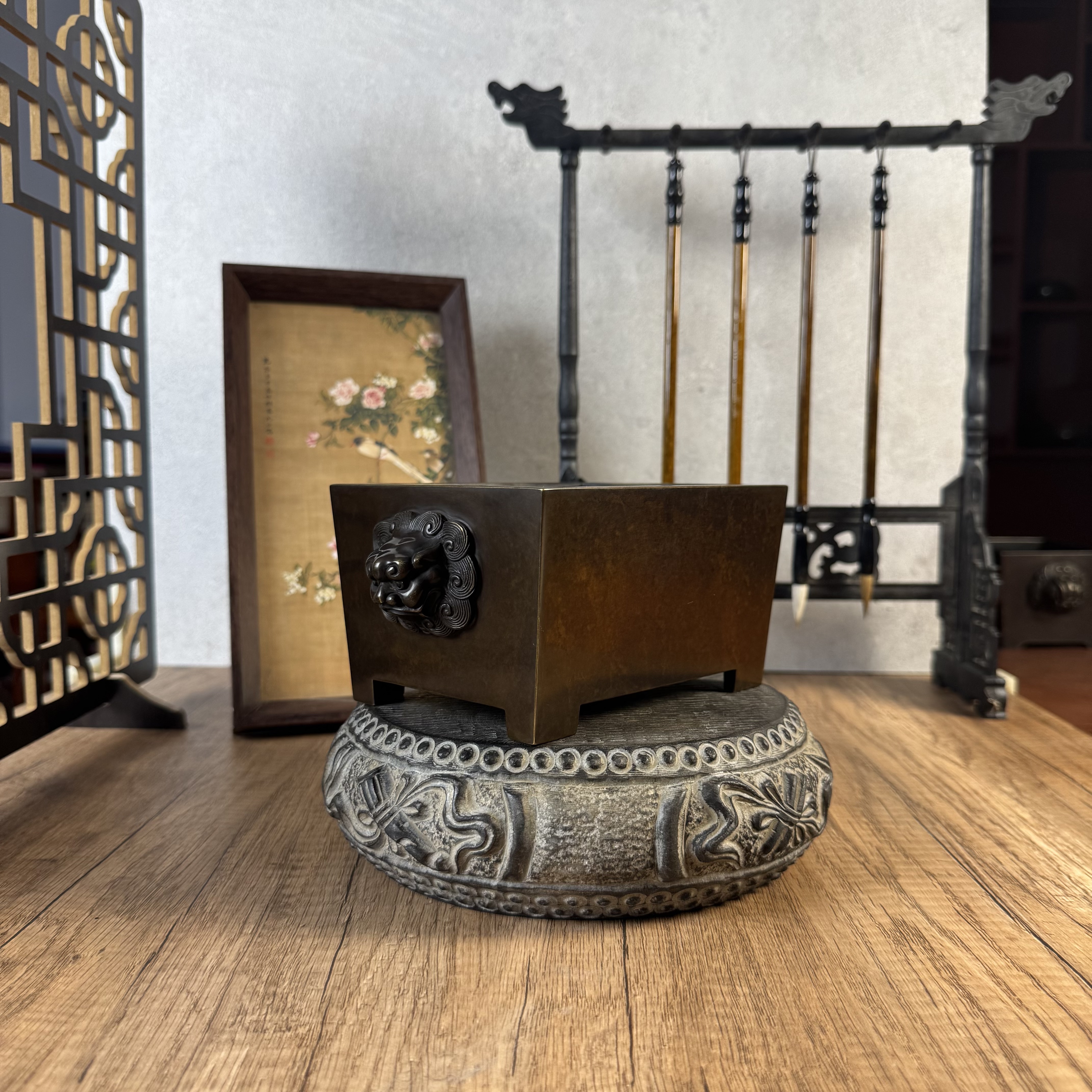 司氏铜炉狮耳马槽炉（收藏级现代仿古工艺品）