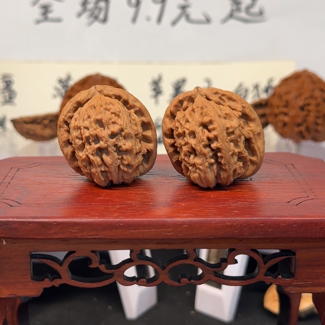 文玩核桃把件53号白狮子边33肚34高33全品无药无修原生态