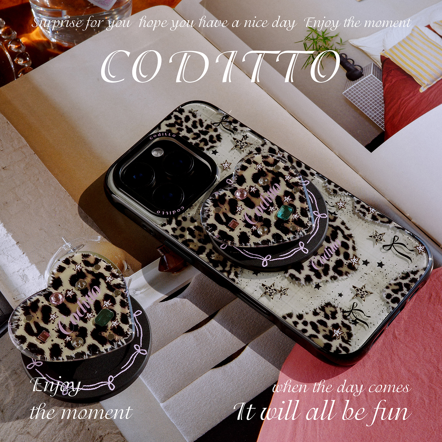 coditto豹纹格纹双层磁吸适用苹果17promax16pro手机壳高级简约