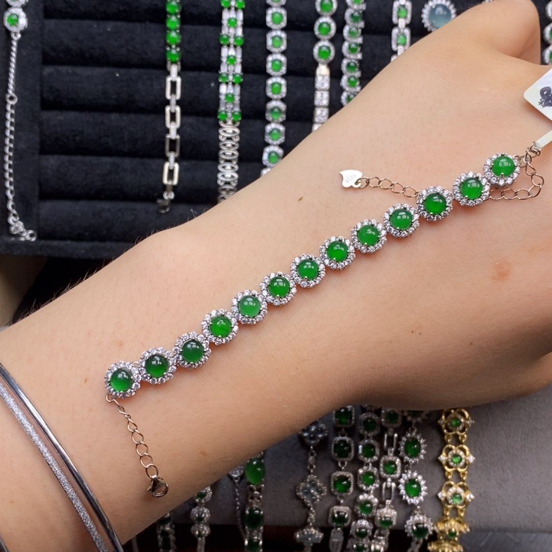 翡翠银S925镶嵌颈饰绝**运手链