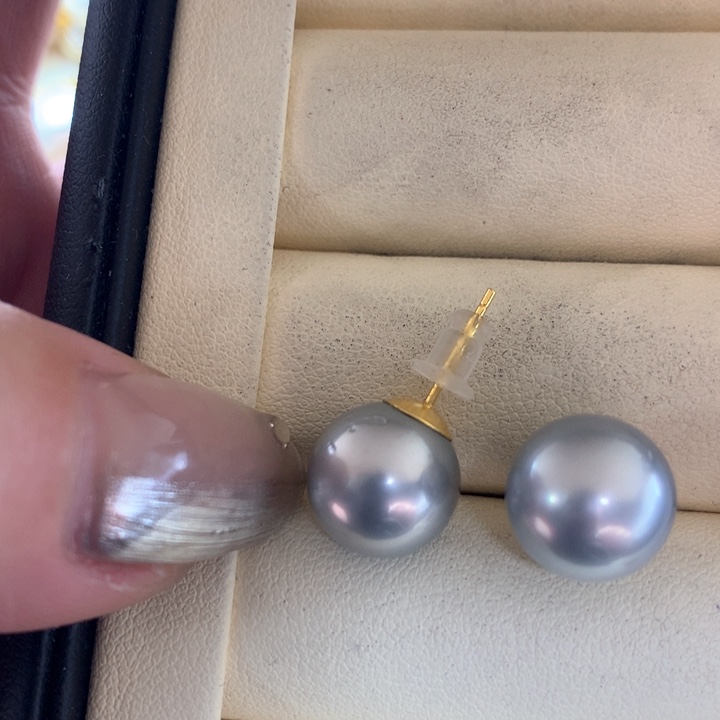 银S925镶嵌耳饰海水珍珠