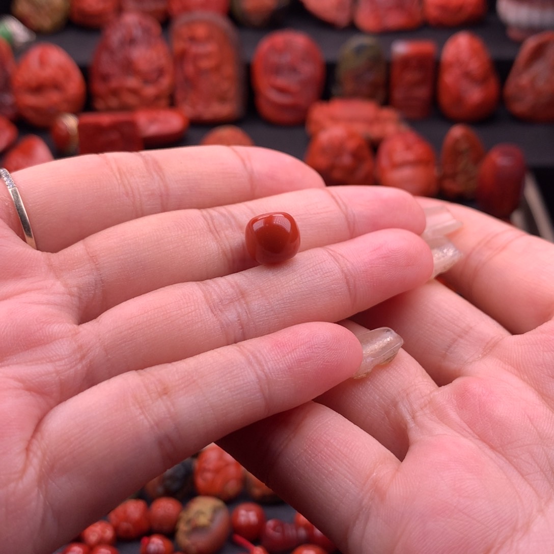 南红玛瑙南红川料原矿老型单珠9.5mm未镶嵌