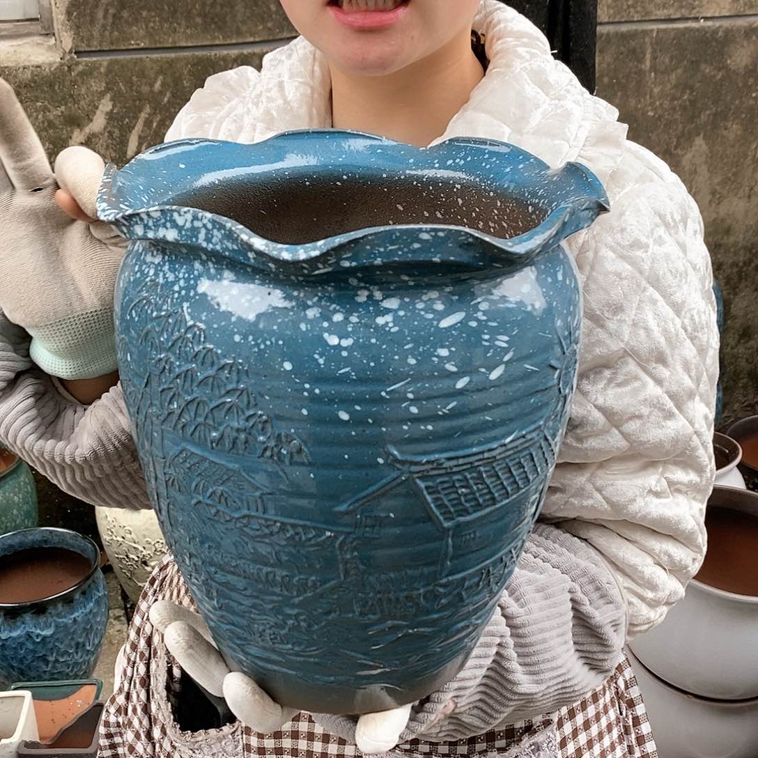 紫砂花盆瑕疵口24高27