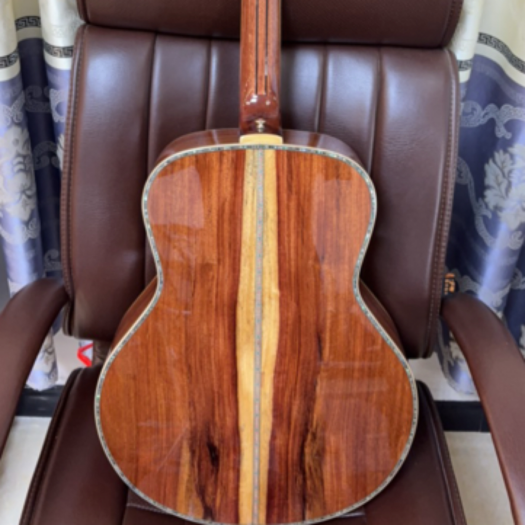 40寸OM桶面板云杉侧背桑托丝玫瑰木实木全单吉他
