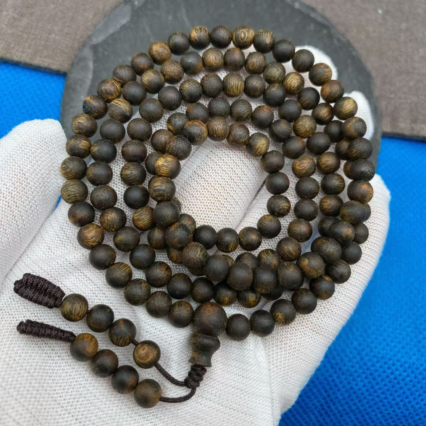 沉香精品沉水浮级别 紫棋老料6mm圆珠138颗多圈收藏级佛珠念珠