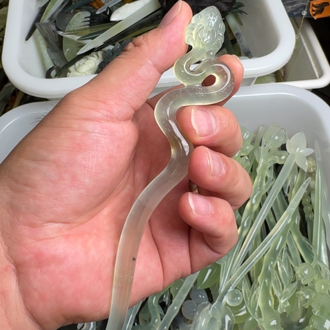 未镶嵌蛇纹石玉发饰