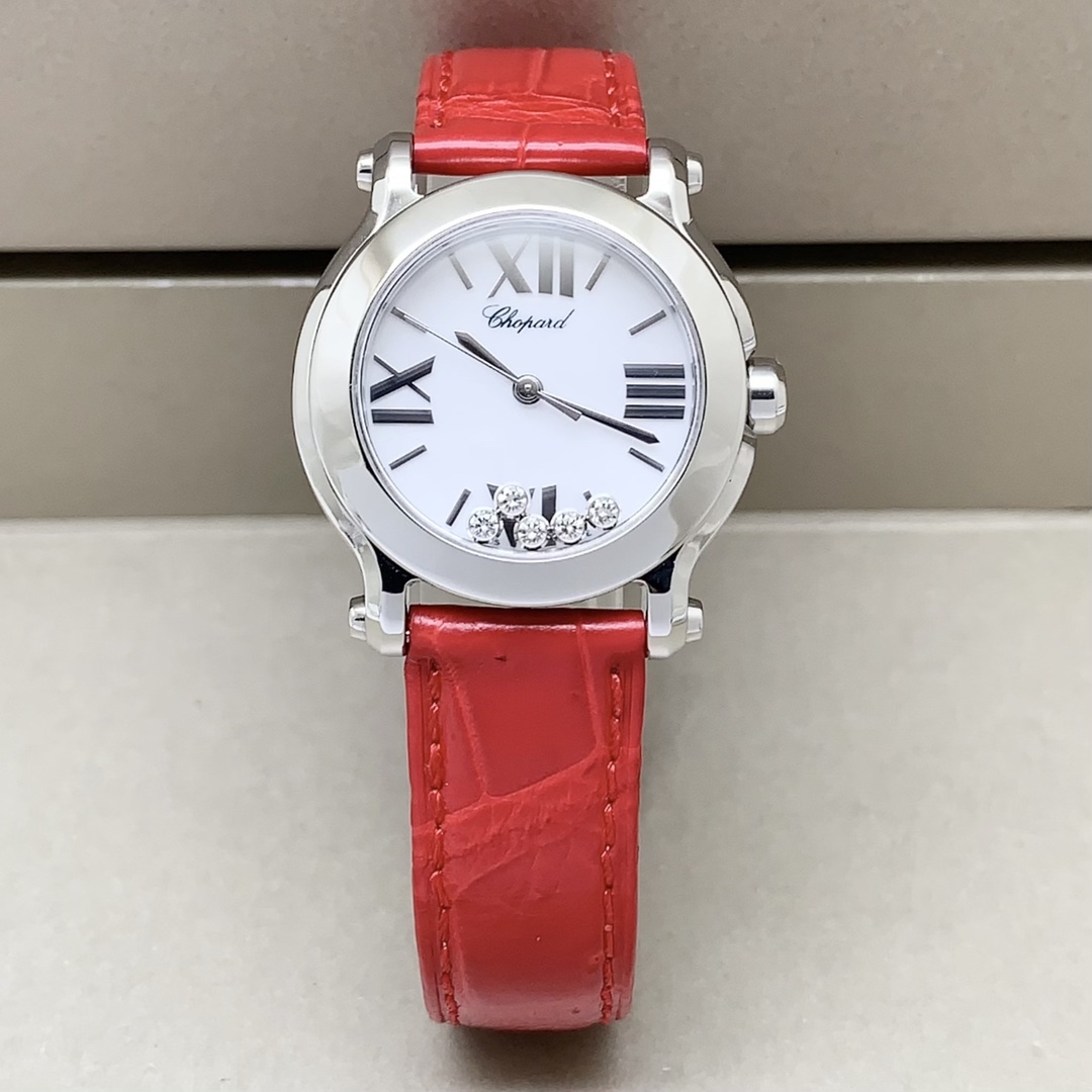 99新 Chopard/萧邦 快乐钻/30mm/石英女表/有原盒