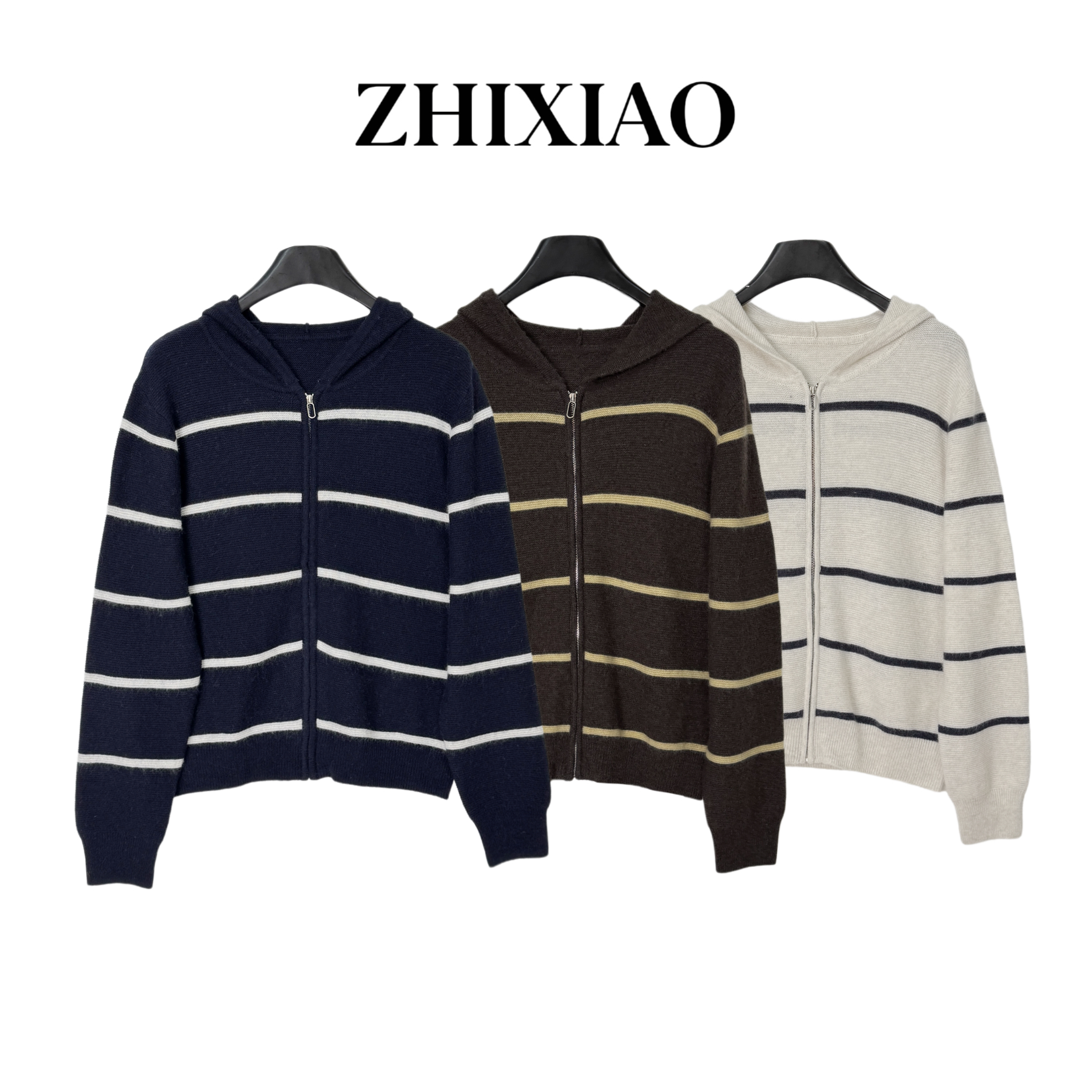 【ZHIXIAO】秋冬新款：条纹连帽开衫TR1132