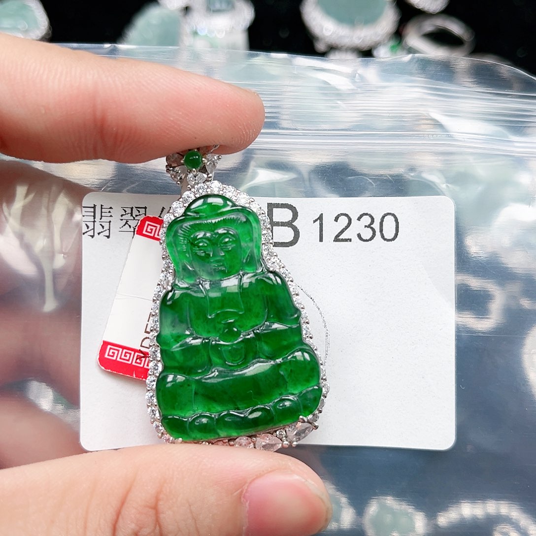 翡翠颈饰银S925镶嵌翡翠1230