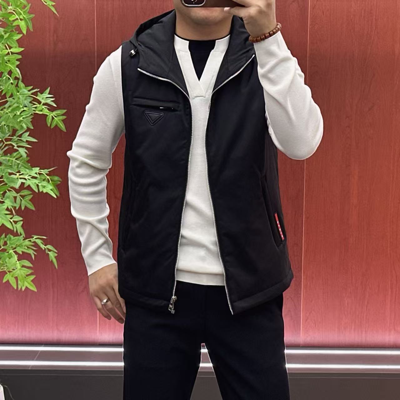 8816【普＊达•马甲】男士欧货秋冬连帽款薄棉马甲