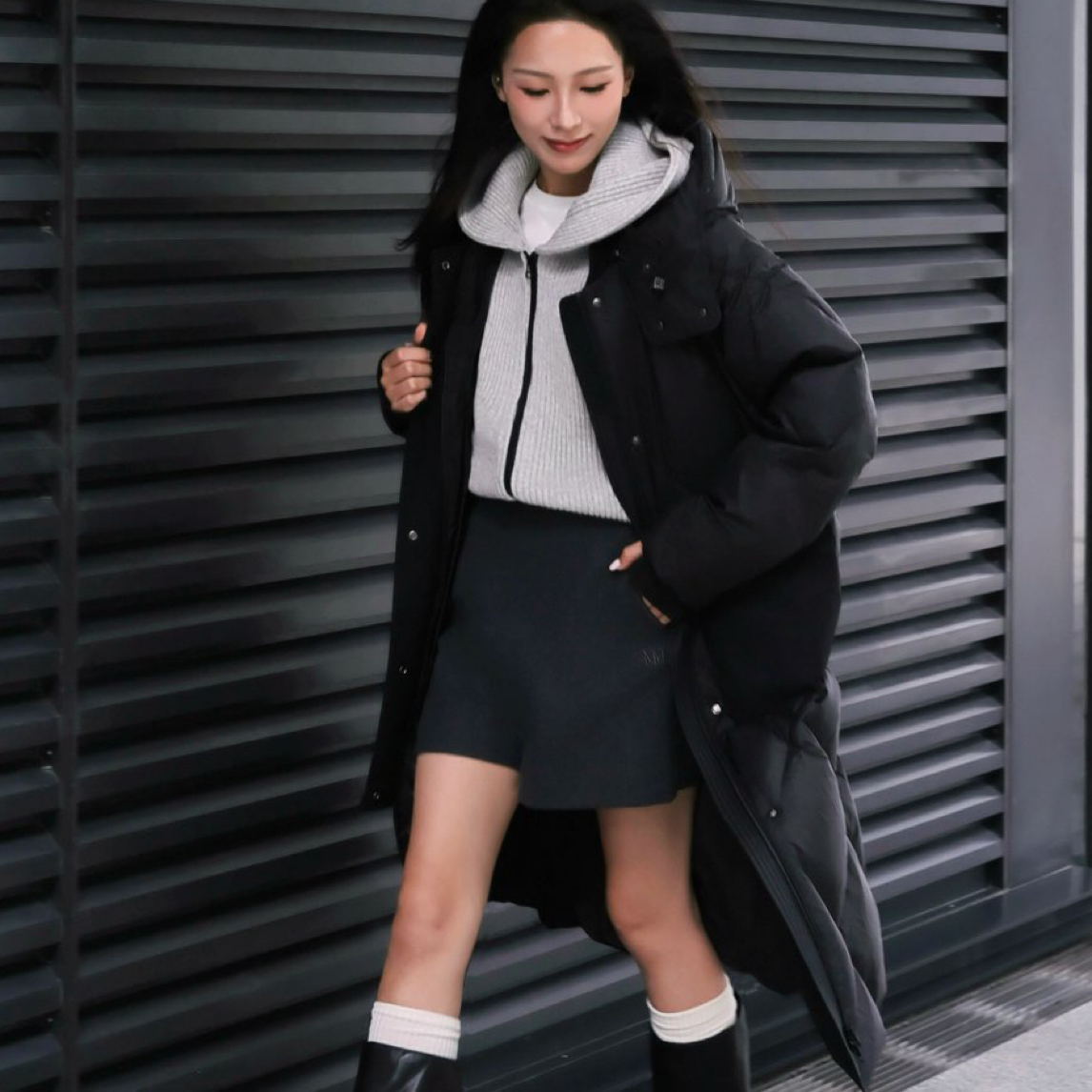 mithworld 大熊蜂刺绣假两件羽绒服