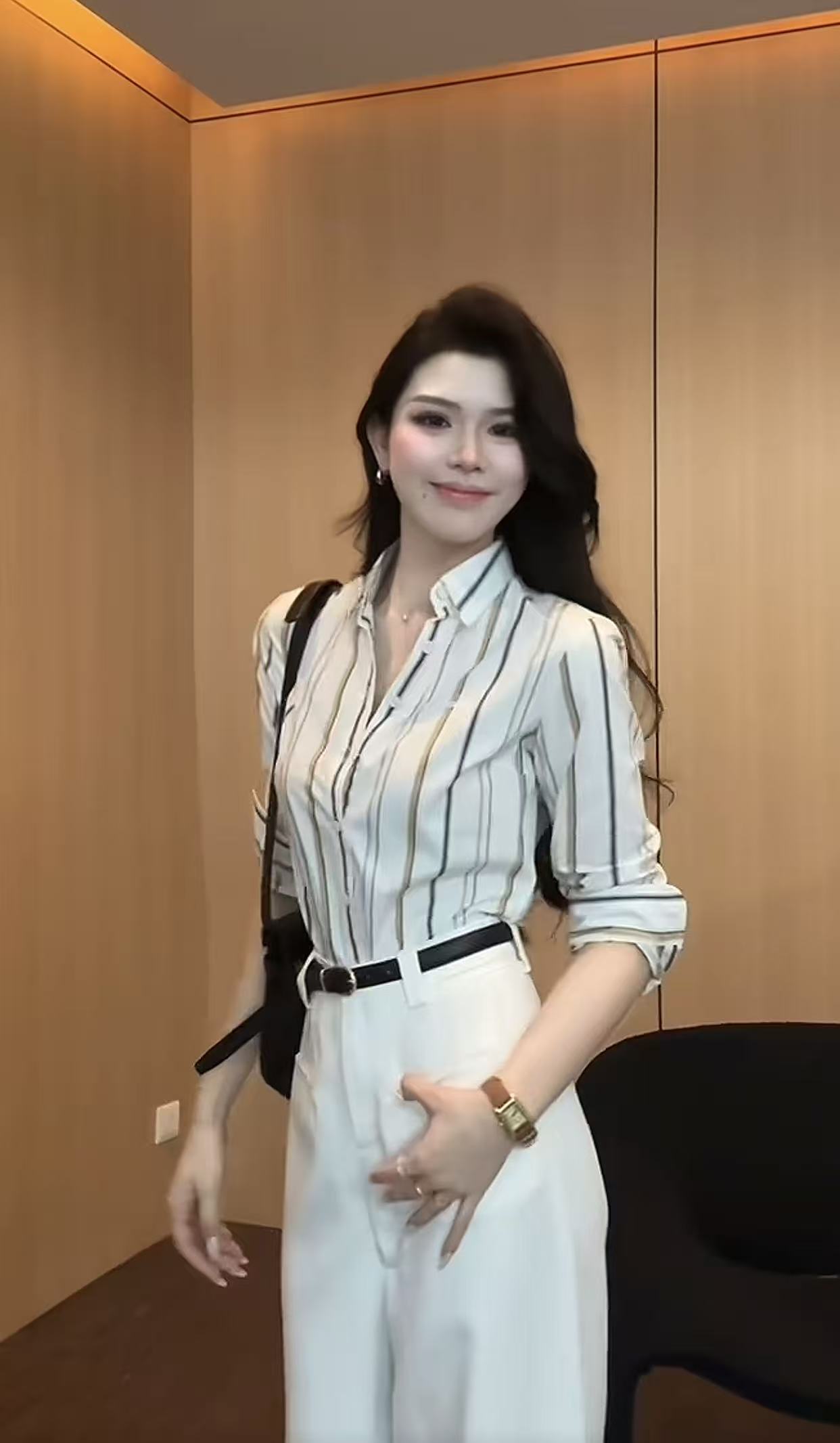 【雾岛寻光】高级感条纹衬衫加裤子套装8901款裤子8902款（不含腰带）