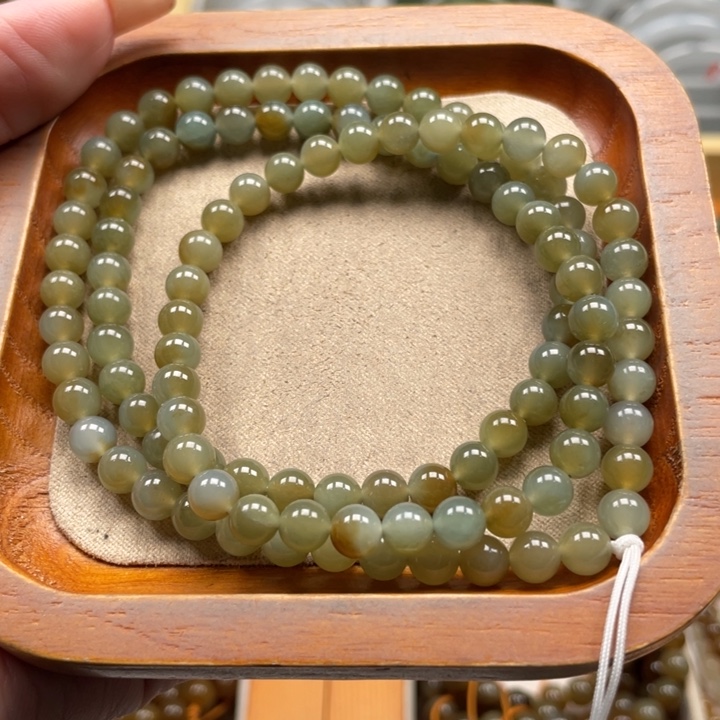 和田玉珠串6mm未镶嵌