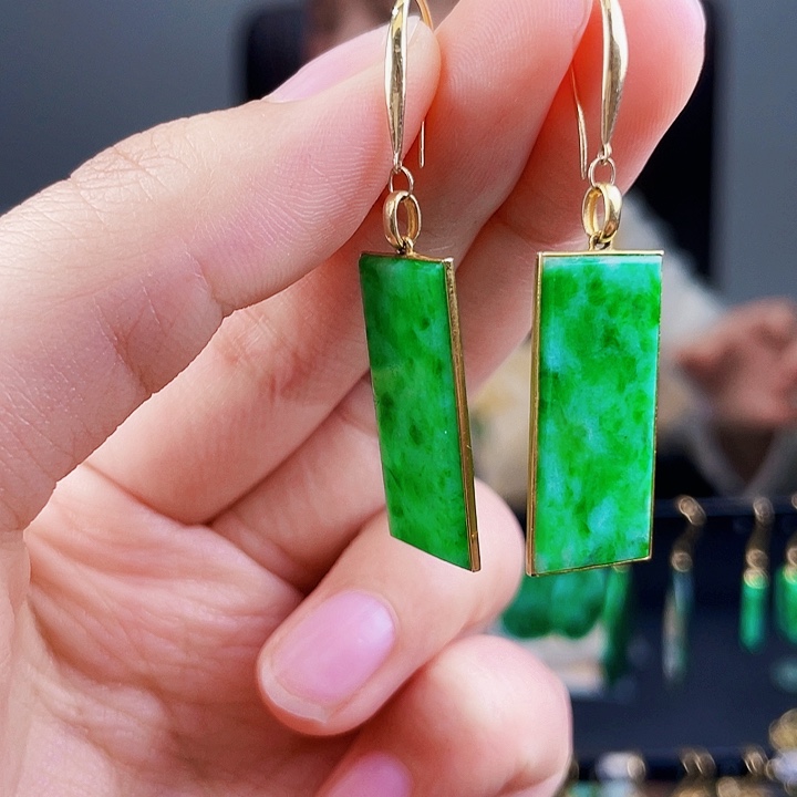 翡翠耳饰18K金镶嵌饰品