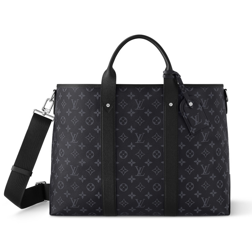 99新 LouisVuitton/路易威登 黑花weekend男2508托特包缺行李牌
