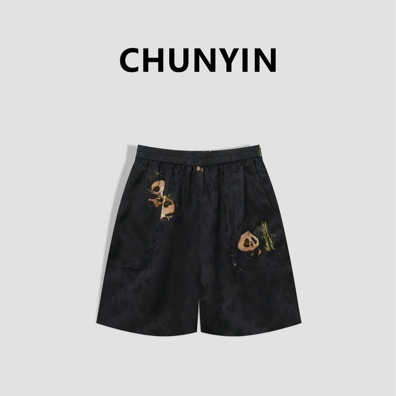 李心儿【子忆短裤双面穿】新中式设计师国风轻奢提花短裤23861