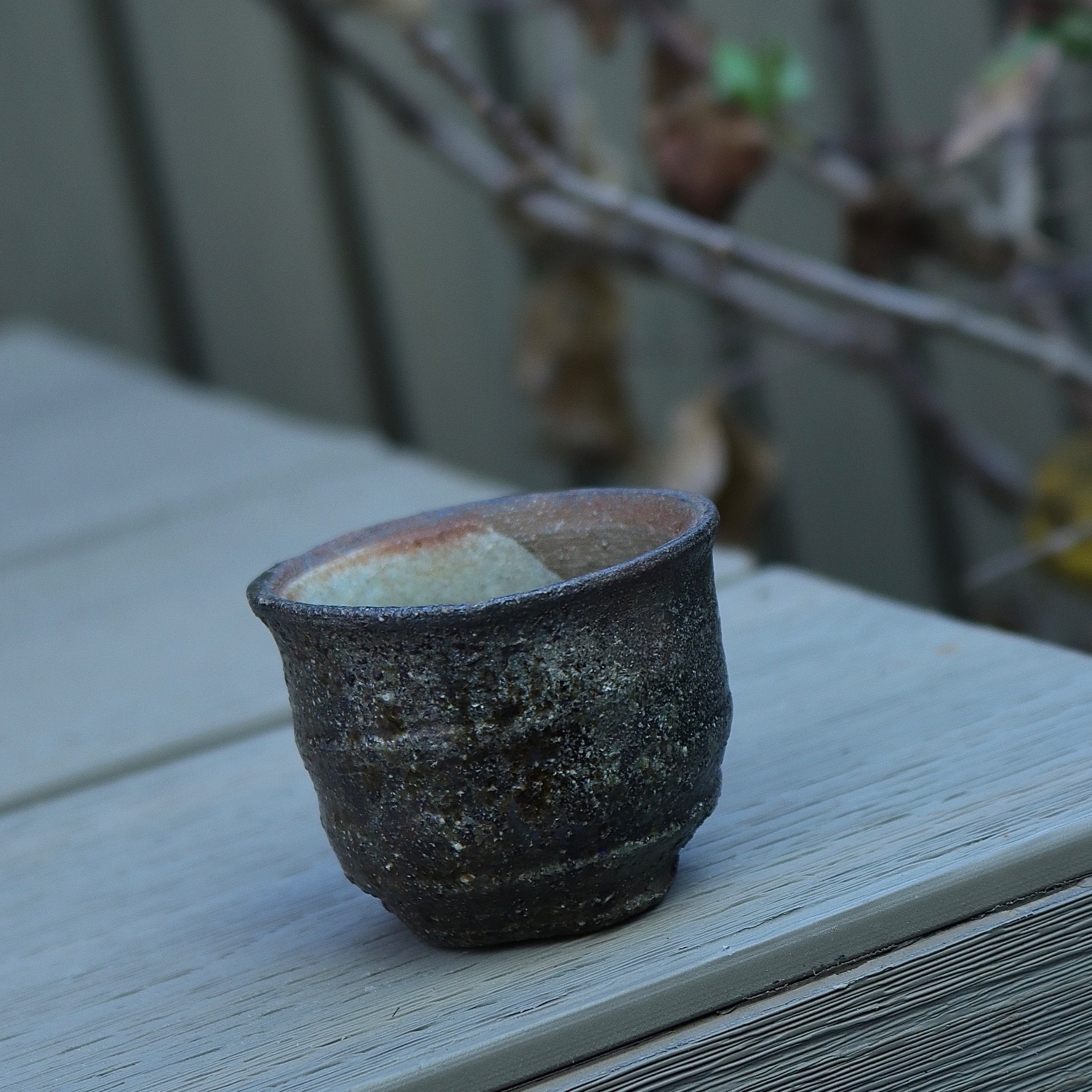 日本南蛮烧冈安宫山人主人杯小容量少见鹤山系茶酒杯古朴厚重全品