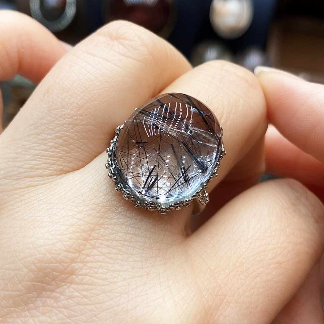 水晶戒指银S925镶嵌水晶