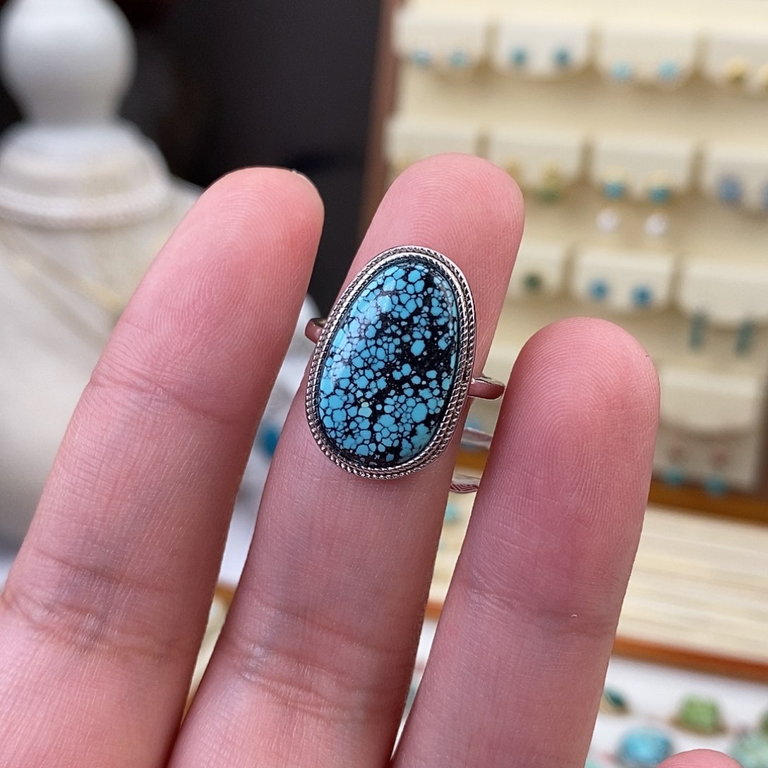 绿松石戒指银S925镶嵌