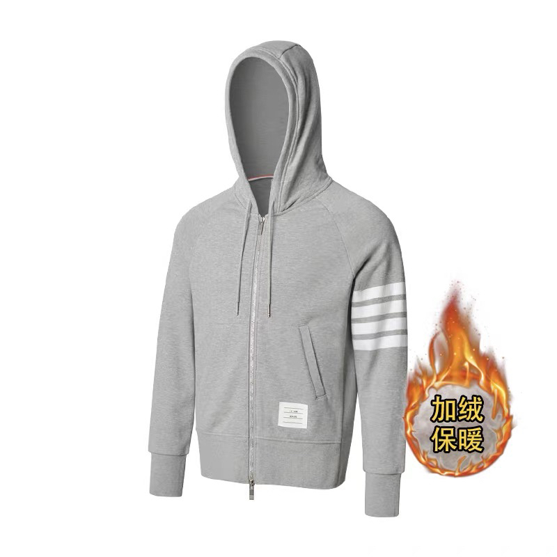 经典款拉链连帽加绒外套 