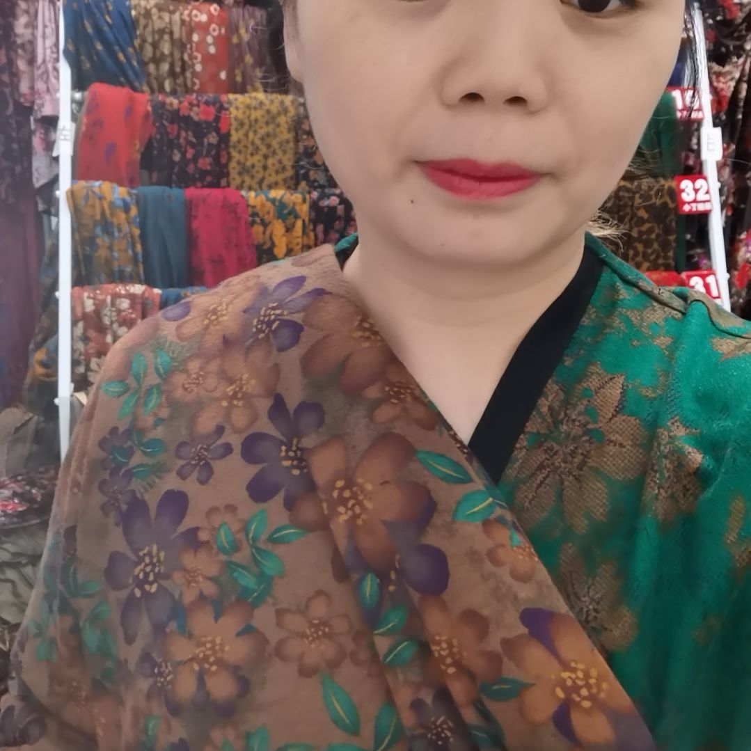 混纺两米温柔咖色花朵