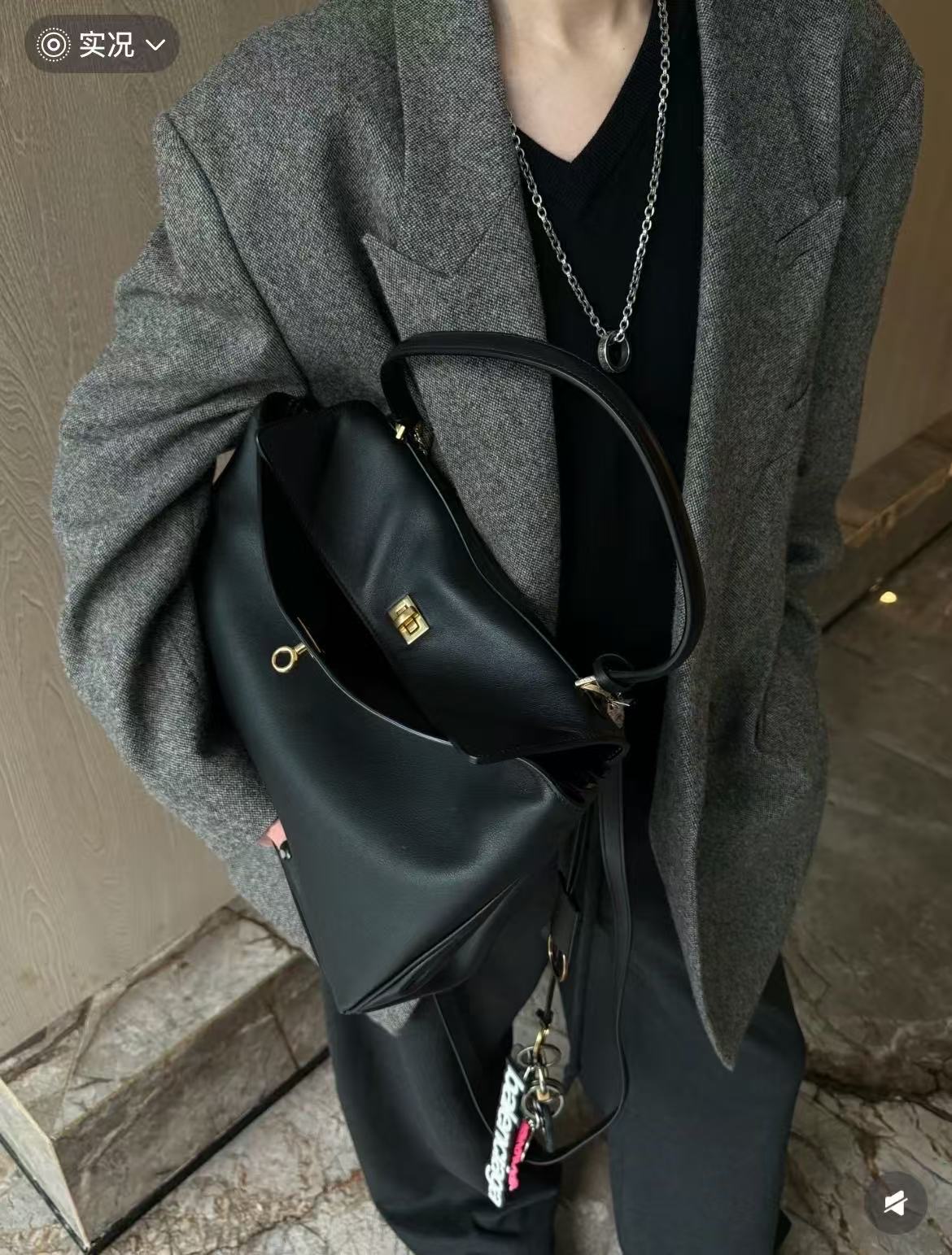 95新 Balenciaga/巴黎世家 黑金中号rodeo包 34cm 14882119
