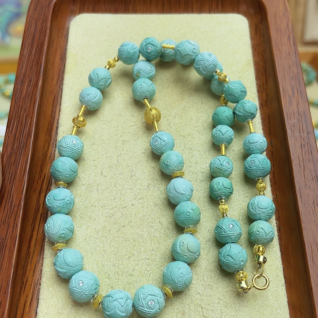绿松石项链18K金镶嵌