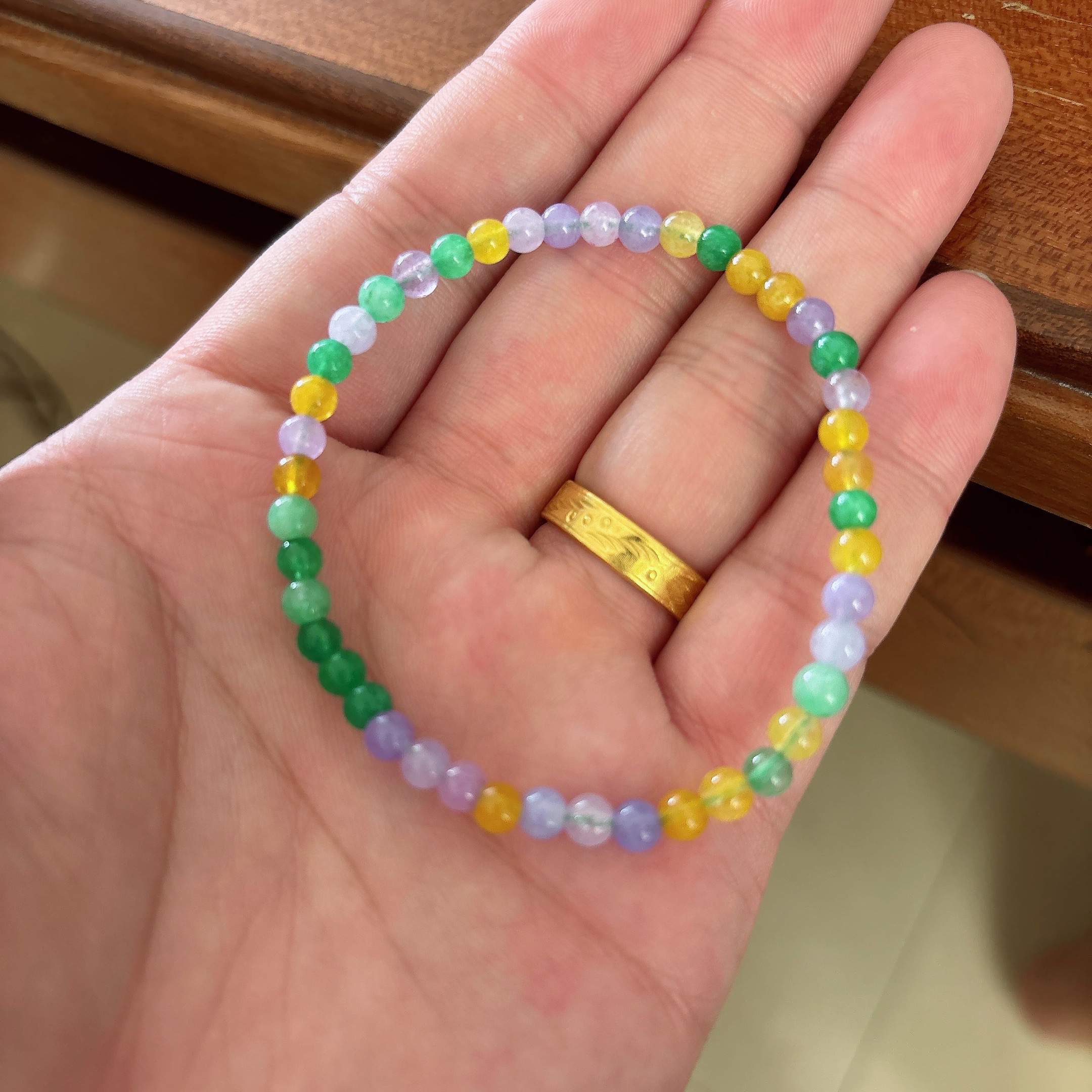 卡4+天然缅a多宝圆珠手串-多样性发一串