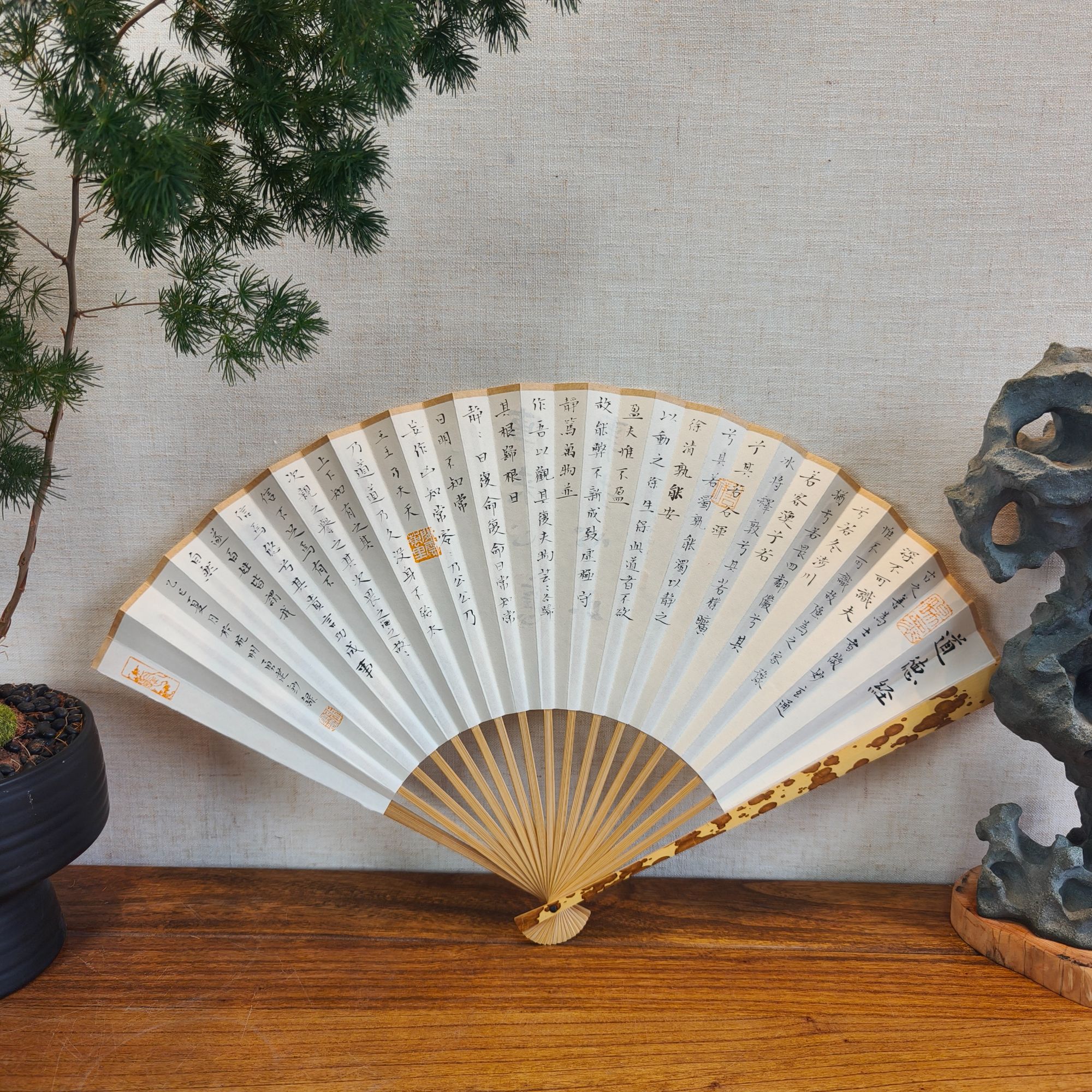 张勇建《道德经》【一扇清风】9.5寸书法手写手绘国风扇子梅妃-带礼盒
