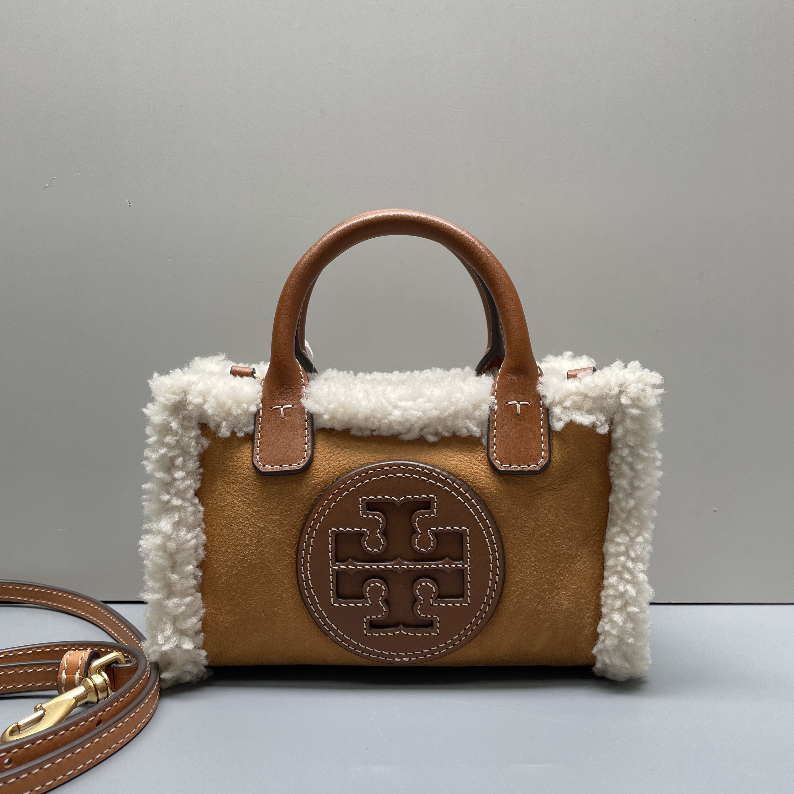 90新 TORY BURCH/汤丽柏琦 小林ella驼色迷你托特包18*12 B121003