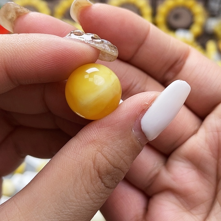 琥珀裸石未镶嵌单珠尺寸15.5mm带金沙