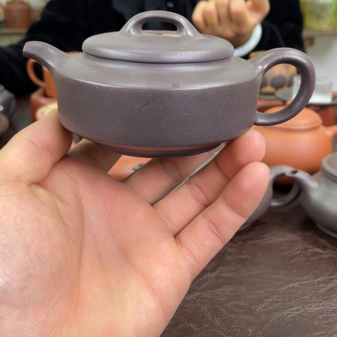 茶壶紫砂扁石天青