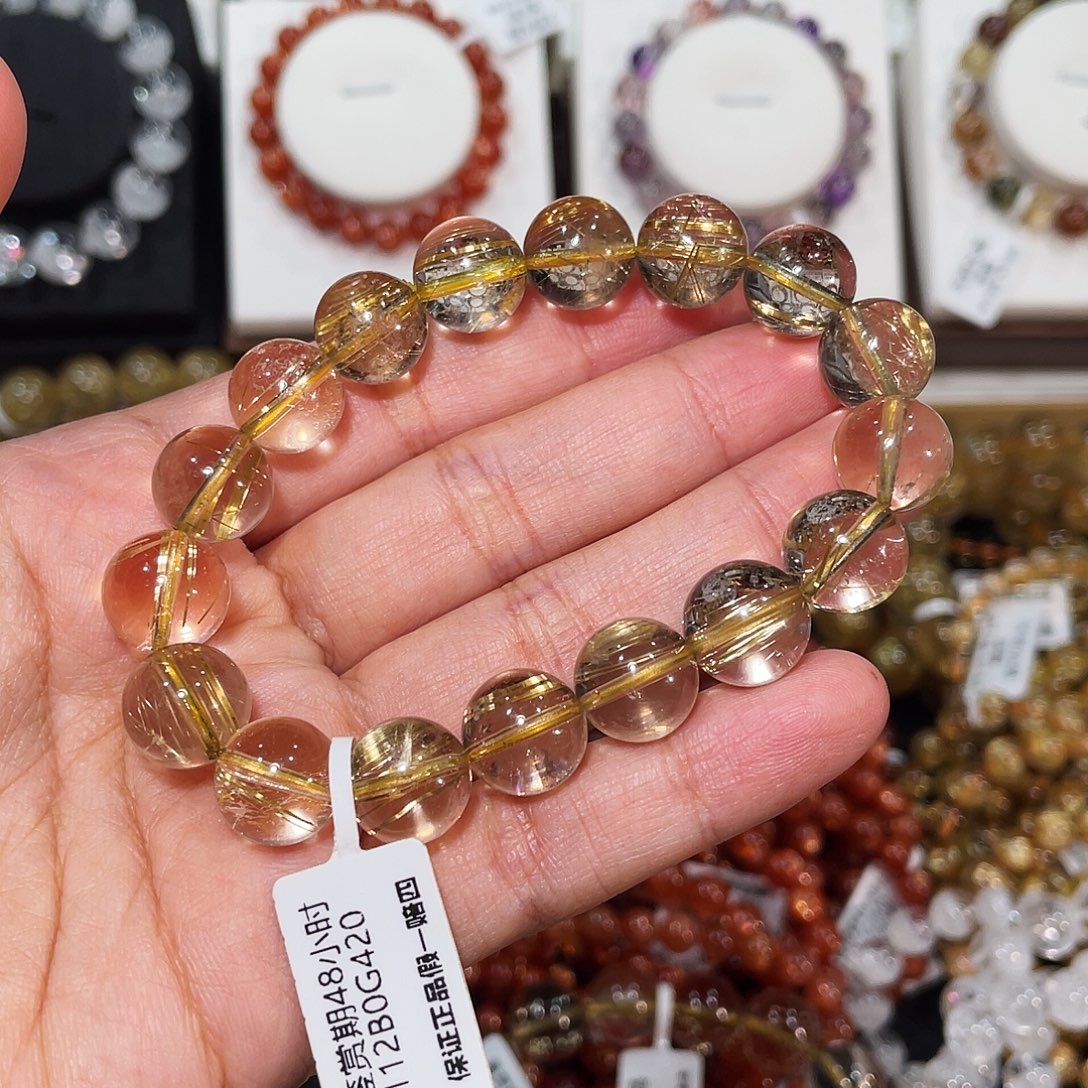 发晶未镶嵌手链毕业晶体金发晶12.2mm