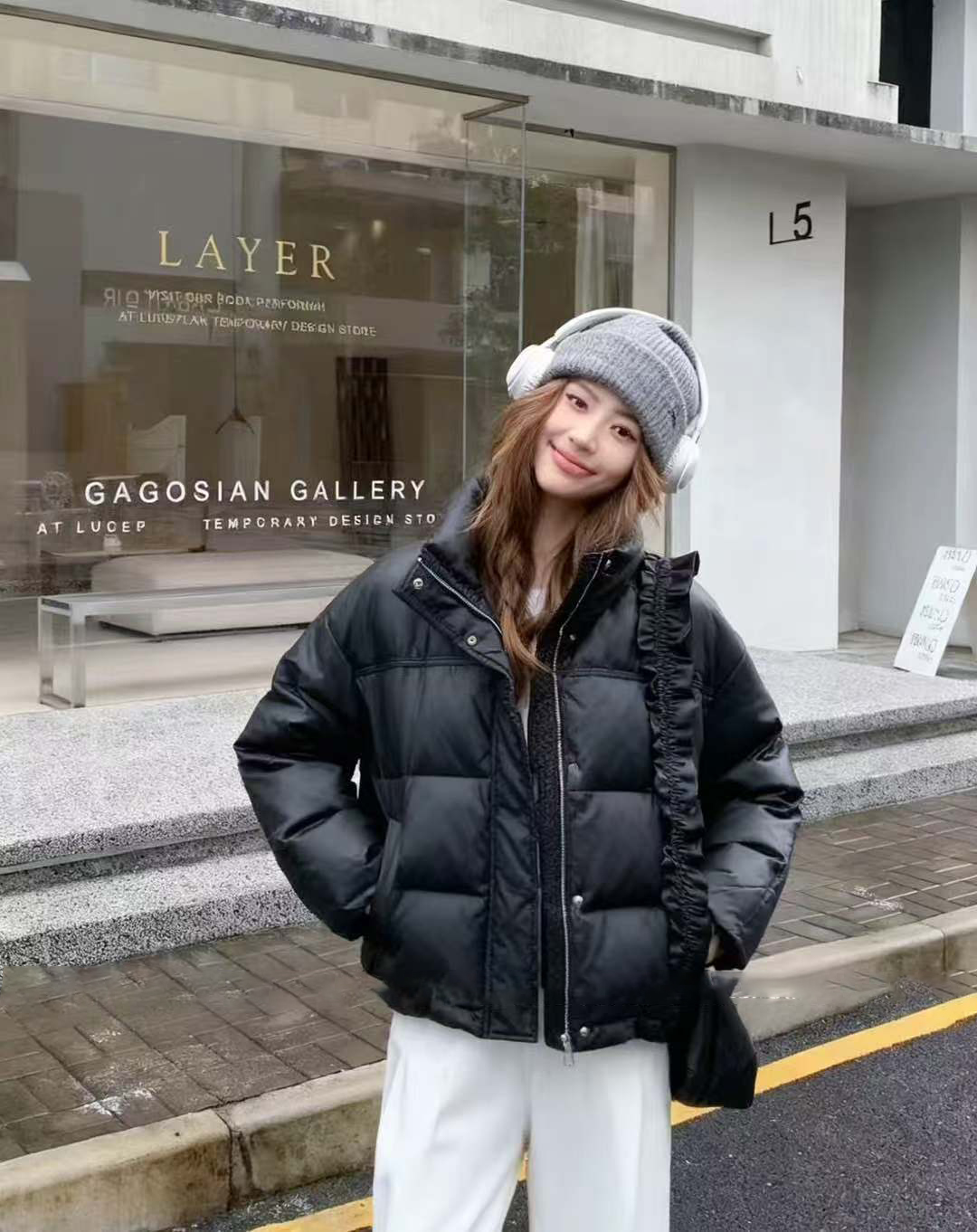 【阿婷家】@5A003新款 时尚保暖皮外套配包