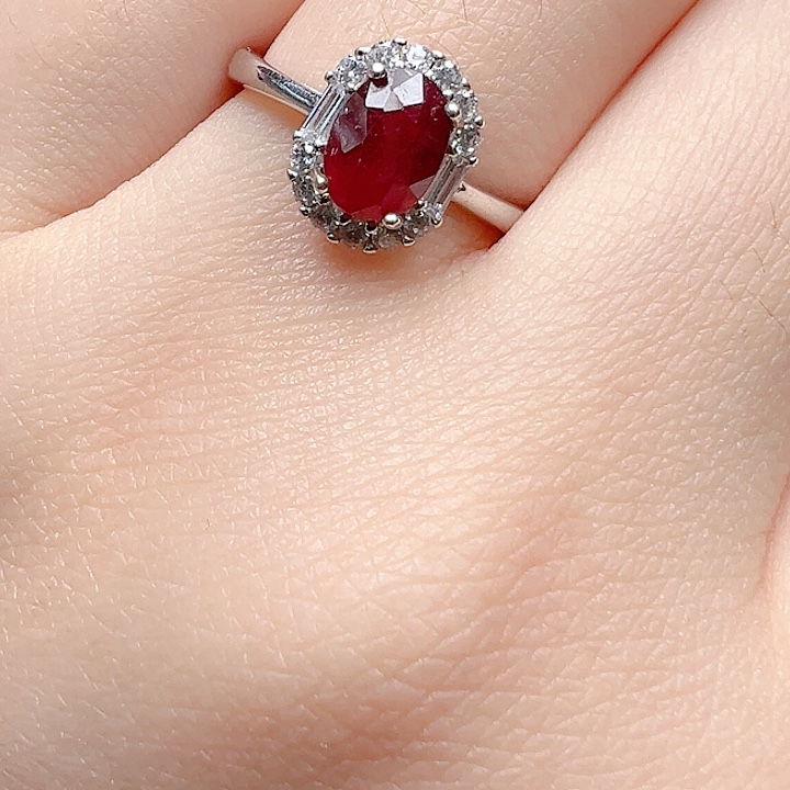戒指红宝石银S925镶嵌